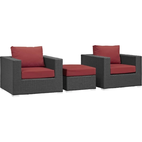 Sojourn 3 Piece Outdoor Arm Chair Set with Red Sunbrella&reg;