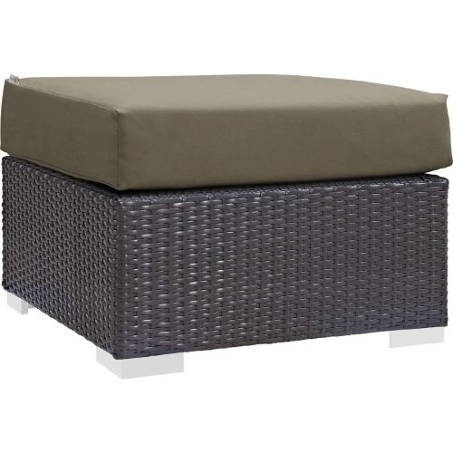 Convene Outdoor Patio Ottoman in Espresso with Mocha Cushion