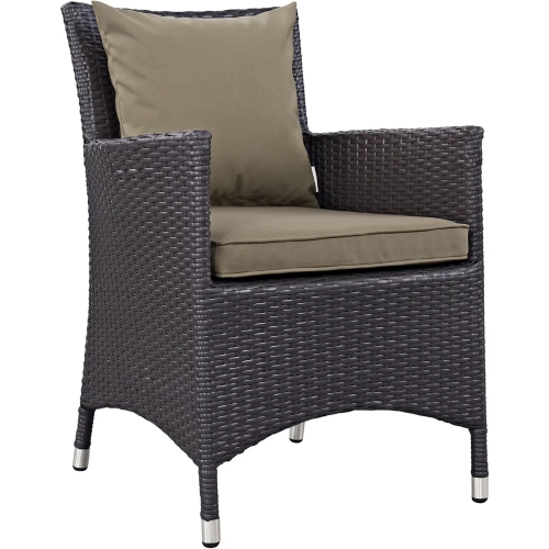 Convene Outdoor Dining Arm Chair in Espresso with Mocha Cushion