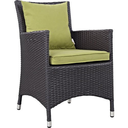 Convene Dining Outdoor Patio Armchair in Espresso with Peridot Cushion