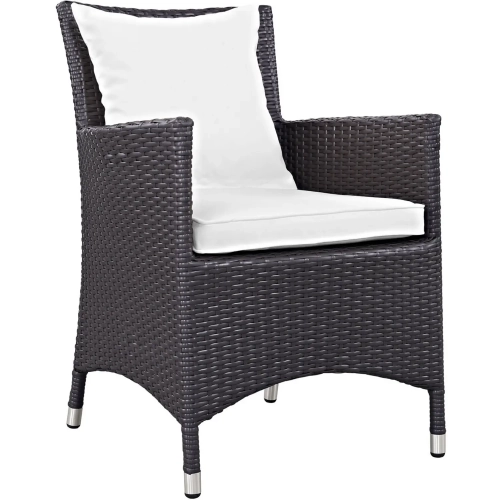 Convene Dining Outdoor Patio Armchair in Espresso with White Cushion