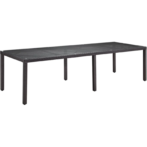 Convene 114" Outdoor Patio Dining Table in Espresso with Tempered Glass