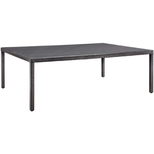 Convene 90" Outdoor Patio Dining Table in Espresso with Tempered Glass