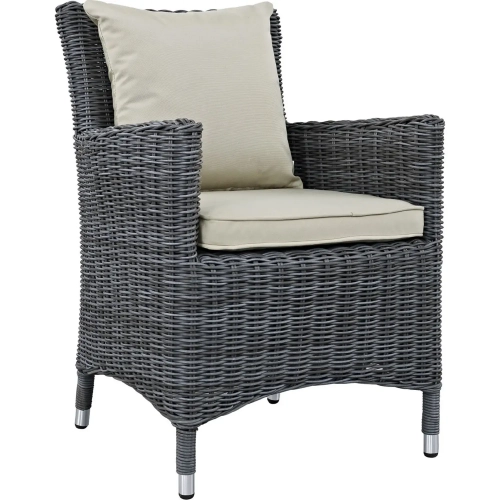 Summon Dining Outdoor Patio Armchair in Antique Canvas with Beige Sunbrella