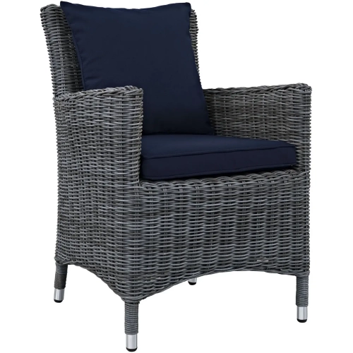 Summon Dining Outdoor Patio Armchair in Canvas with Navy Sunbrella