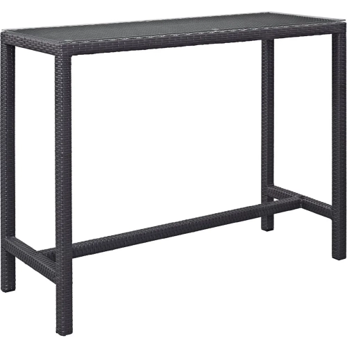 Convene Large Outdoor Patio Bar Table in Espresso with Tempered Glass
