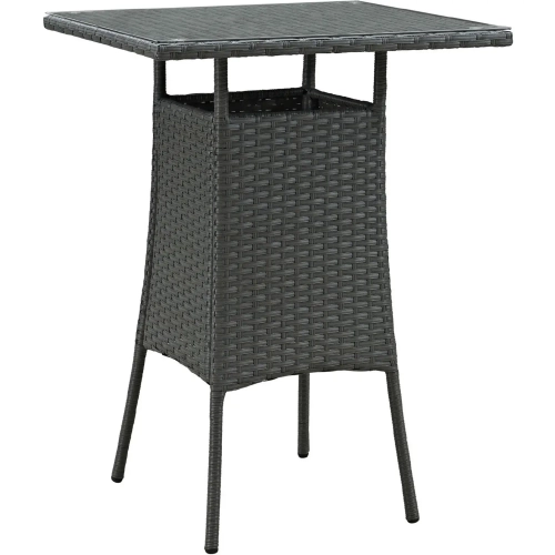 Sojourn Small Outdoor Patio Bar Table with Tempered Glass