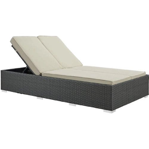 Sojourn Outdoor Patio Chaise in Poly Rattan with Beige Sunbrella &reg Cushion