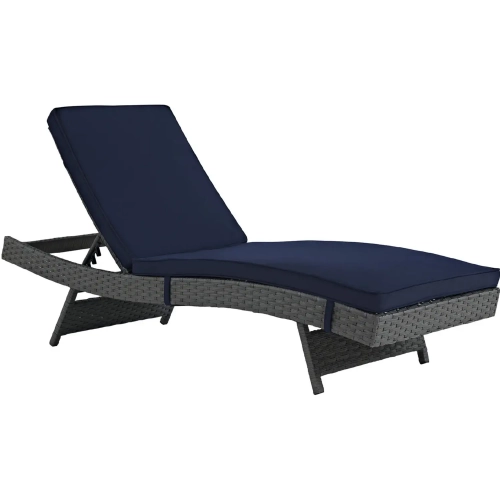 Sojourn Outdoor Patio Chaise in Poly Rattan with Navy Sunbrella &reg Cushion
