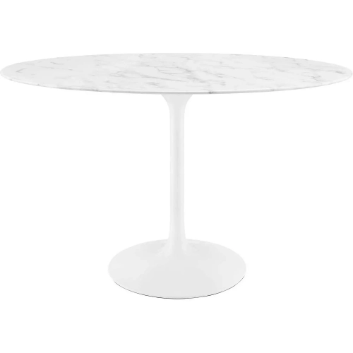 Lippa 48" Oval Dining Table in White Faux Marble & Powder Coated Metal