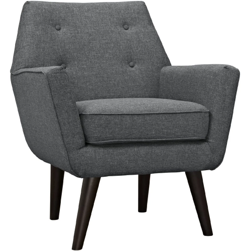 Posit Arm Chair in Tufted Gray Fabric on Espresso Finish Legs
