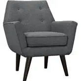 Posit Arm Chair in Tufted Gray Fabric on Espresso Finish Legs