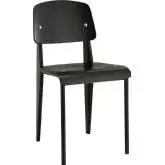Cabin Dining Chair with Wood Seat on Black Iron Frame