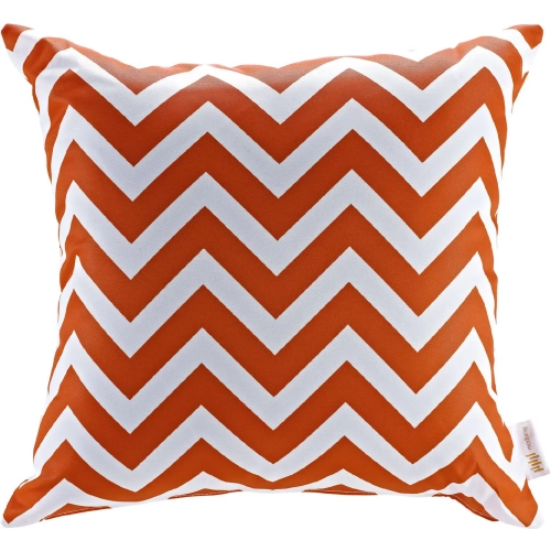 Modway Outdoor Patio Pillow in Orange & White Chevron Fabric