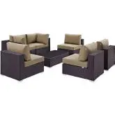 Convene 7 Piece Outdoor Patio Sectional Set in Espresso with Mocha Cushions