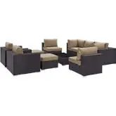 Convene 10 Piece Outdoor Patio Sectional Set in Espresso with Mocha Cushions