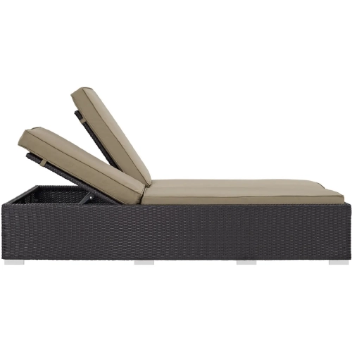 Convene Double Outdoor Patio Chaise in Espresso with Mocha Cushions