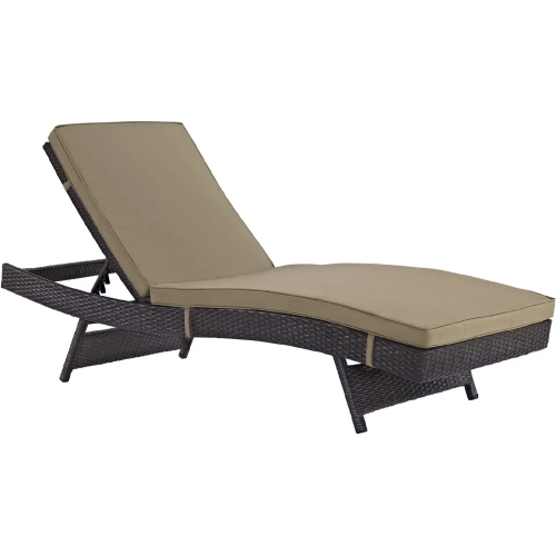 Convene Outdoor Patio Chaise in Espresso with Mocha Cushions