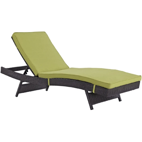 Convene Outdoor Patio Chaise in Espresso with Peridot Cushions