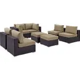Convene 8 Piece Outdoor Patio Sectional Set in Espresso with Mocha Cushions