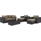 Convene 8 Piece Outdoor Patio Sectional Set in Espresso with Mocha Cushions