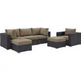 Convene 6 Piece Outdoor Patio Sectional Set in Espresso with Mocha Cushions