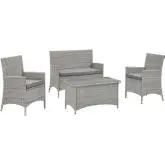 Bridge Outdoor Patio Loveseat & Arm Chair Set in Light Gray with Gray with Cushions