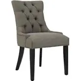 Regent Dining Chair in Tufted Granite Fabric with Nailhead Trim on Black Legs
