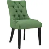 Regent Dining Chair in Tufted Green Fabric with Nailhead Trim on Black Legs