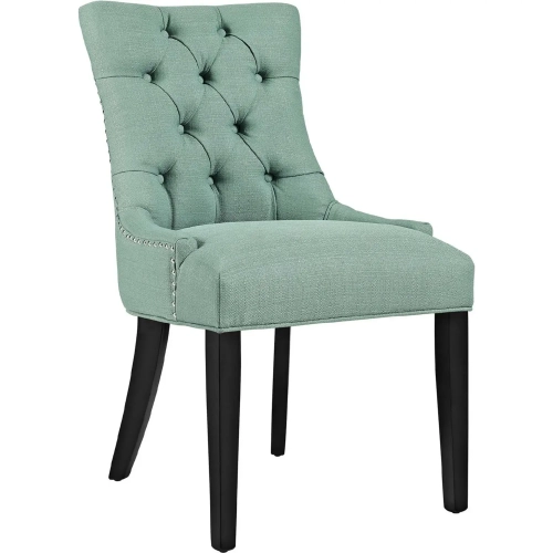 Regent Dining Chair in Tufted Laguna Fabric with Nailhead Trim on Black Legs
