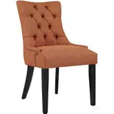 Regent Dining Chair in Tufted Orange Fabric with Nailhead Trim on Black Legs