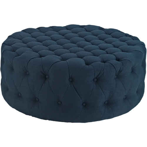 Amour Ottoman in All Over Tufted Azure Fabric