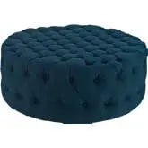 Amour Ottoman in All Over Tufted Azure Fabric