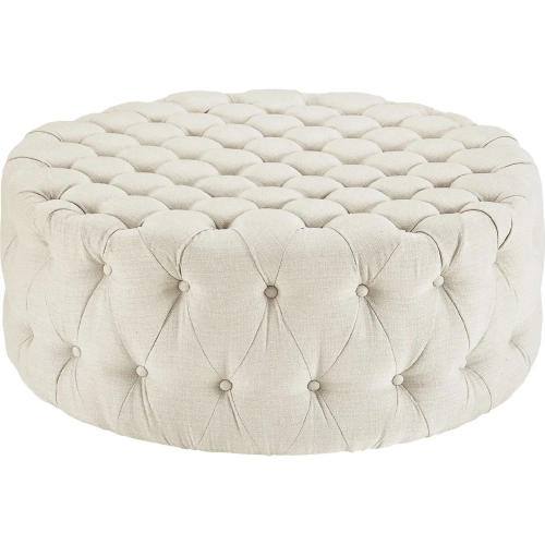 Amour Ottoman in All Over Tufted Beige Fabric