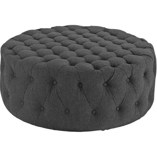 Amour Ottoman in All Over Tufted Gray Fabric