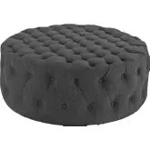 Amour Ottoman in All Over Tufted Gray Fabric