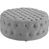 Amour Ottoman in All Over Tufted Light Gray Fabric