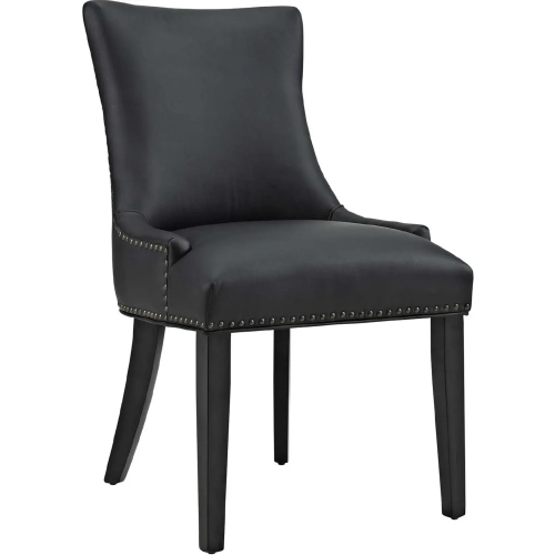 Marquis Dining Chair in Tufted Black Leatherette with Nailhead Trim