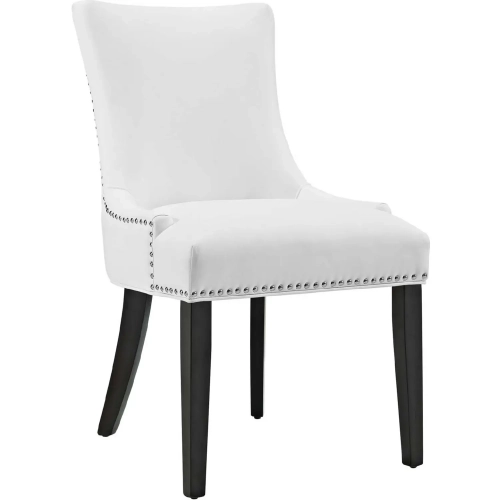 Marquis Dining Chair in Tufted White Leatherette with Nailhead Trim