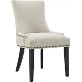 Marquis Dining Chair in Beige with Nailhead Trim on Black Wood Legs