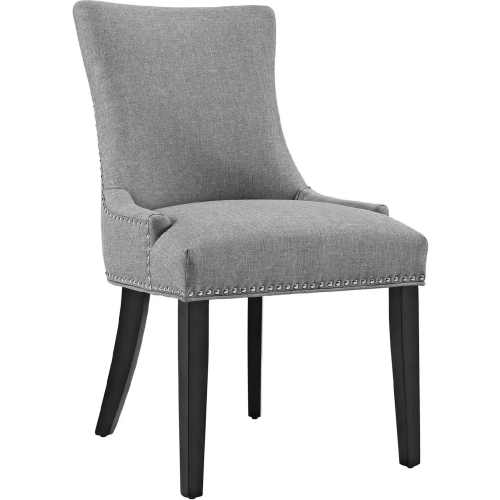 Marquis Dining Chair in Light Gray with Nailhead Trim on Black Wood Legs