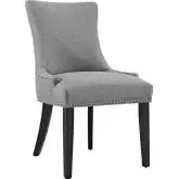 Marquis Dining Chair in Light Gray with Nailhead Trim on Black Wood Legs