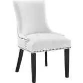 Marquis Dining Chair in White Fabric with Nailhead Trim