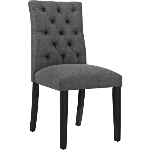Duchess Dining Chair in Tufted Gray Fabric on Wood Legs