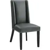 Baron Dining Chair in Gray Vegan Leather with Nailhead