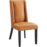 Baron Dining Chair in Tan Vegan Leather with Nailhead