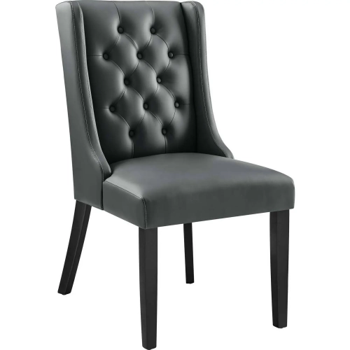 Baronet Dining Chair in Tufted Gray Vegan Leather