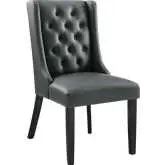 Baronet Dining Chair in Tufted Gray Vegan Leather