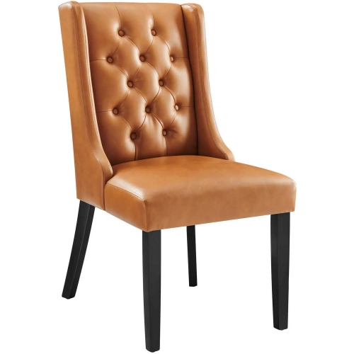 Baronet Dining Chair in Tufted Tan Vegan Leather