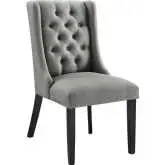 Baronet Dining Chair in Tufted Light Gray Fabric